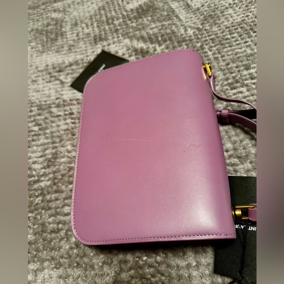 NWT Authentic YSL SAINT LAURENT Smooth Calfskin Carre Satchel Royal VIOLET $3100 - Picture 13 of 15